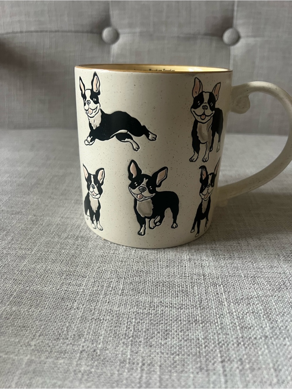 Spectrum Designs cream Boston Terrier Dog pattern Ceramic Mug - Black and Cream